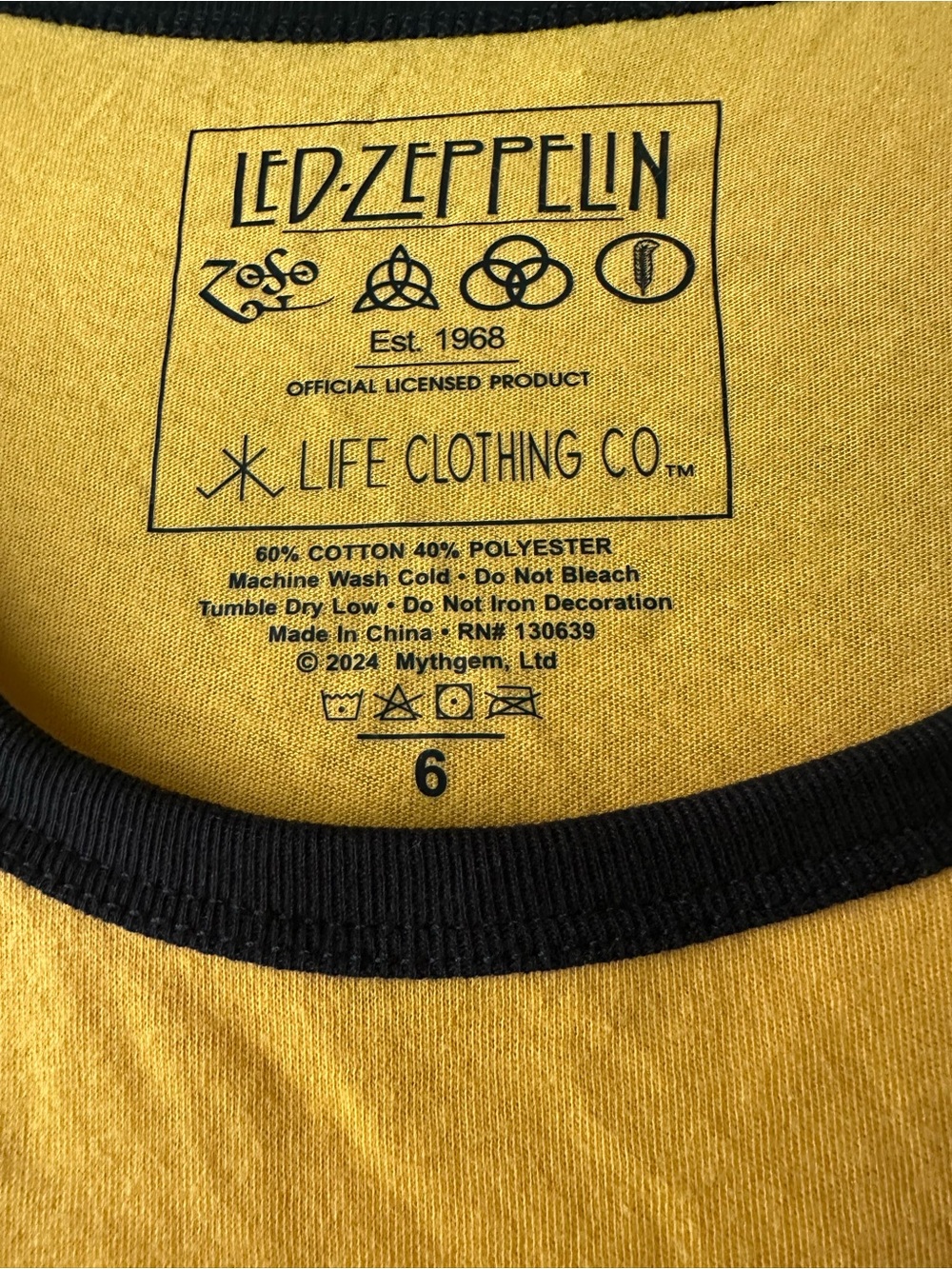 Yellow Led Zeppelin Ringer T-Shirt - Picture 6 of 6